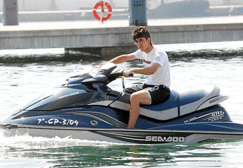 Pablo Hernandez rides on personal watercraft